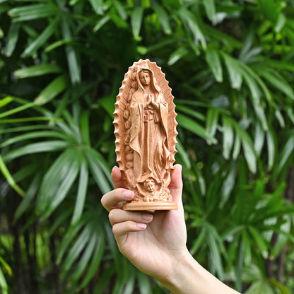 Religious Wood carving,Our lady of Guadalupe,wooden carved,carving gift,Christian Art