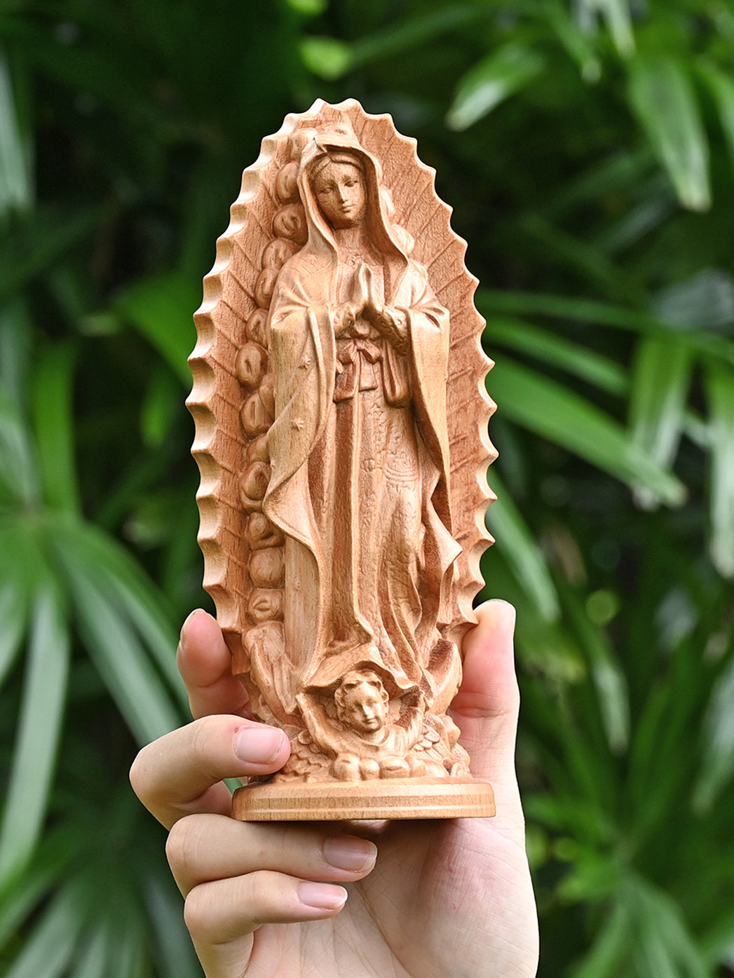 Religious Wood carving,Our lady of Guadalupe,wooden carved,carving gift,Christian Art