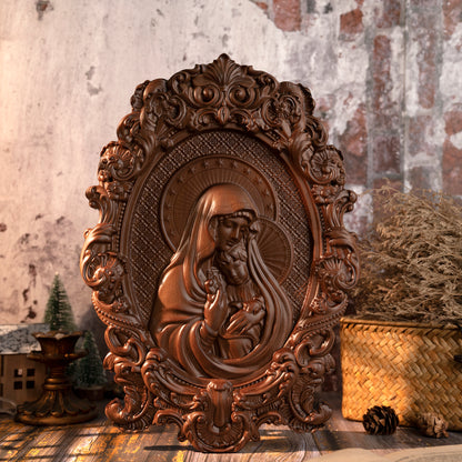 Mother Mary with Baby Jesus Wood Carving Decor,tabletop arrangement,gift cross,Blessed Virgin Mary