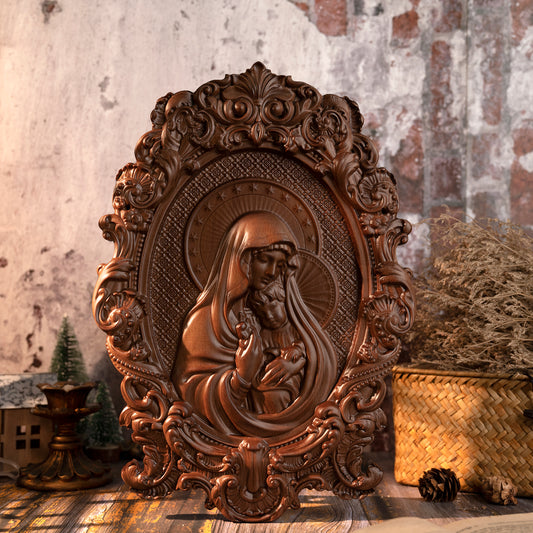 Mother Mary with Baby Jesus Wood Carving Decor,tabletop arrangement,gift cross,Blessed Virgin Mary