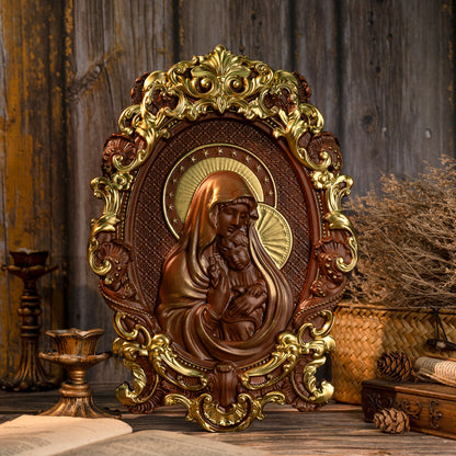 Mother Mary with Baby Jesus Wood Carving Decor,tabletop arrangement,gift cross,Blessed Virgin Mary