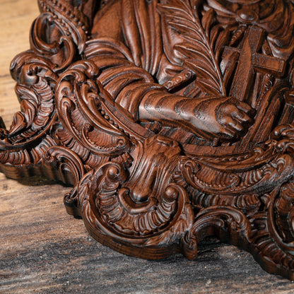 St. Barbara, patron saint of artillery,wood sculpture,Religious Wood carving,Christian Art